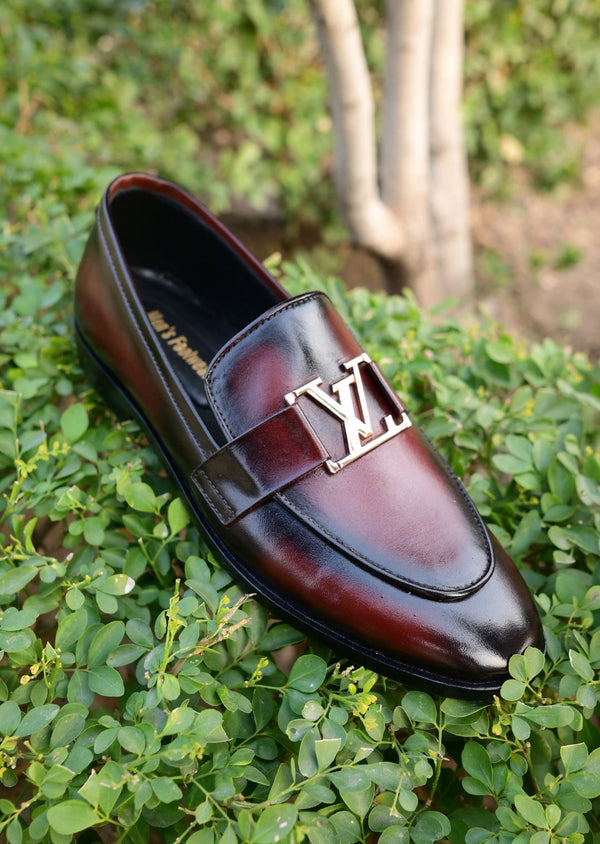 LV Maroon 2-Tone Leather Loafer