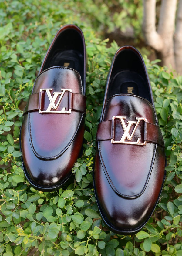 LV Maroon 2-Tone Leather Loafer