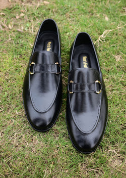 B2 Black Plain Leather Loafer