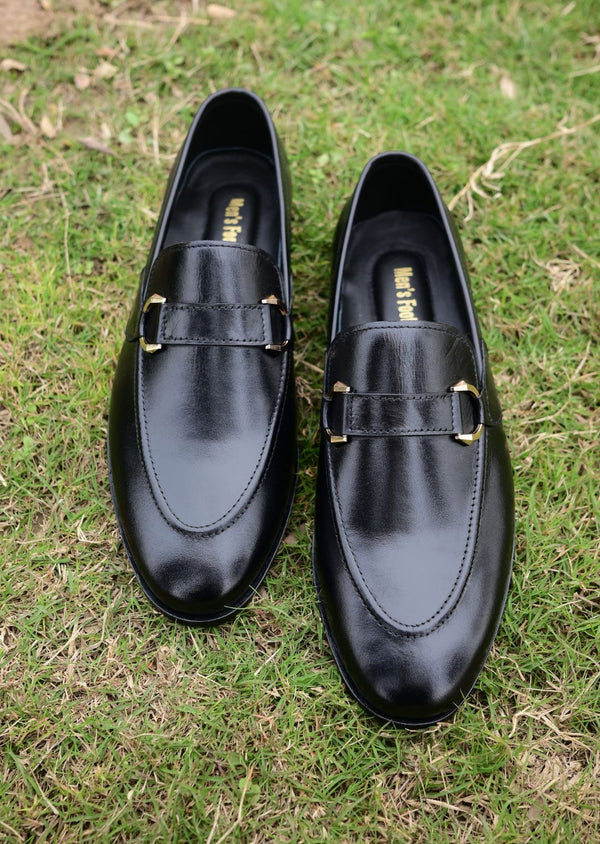 B2 Black Plain Leather Loafer