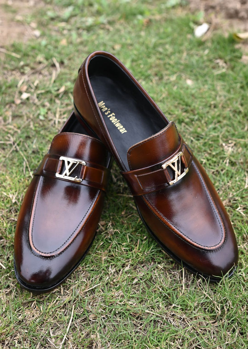 LV Brown Buff 2-Tone Leather Loafer