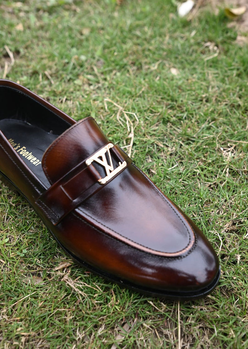 LV Brown Buff 2-Tone Leather Loafer